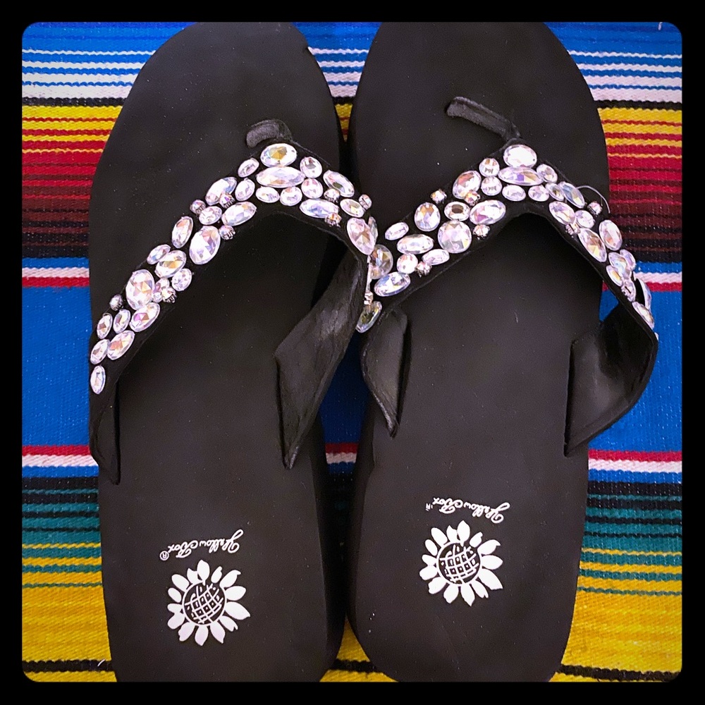 Yellow Box Platform Beaded Flip Flops